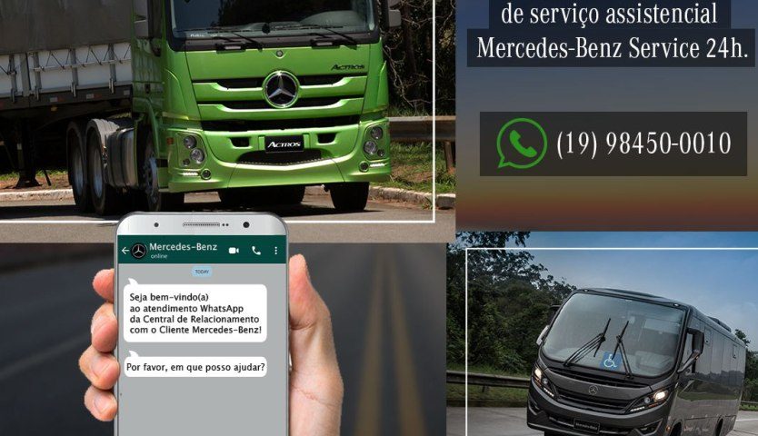 Mercedes-Benz atende por WhatsApp motoristas de caminhões e ônibus