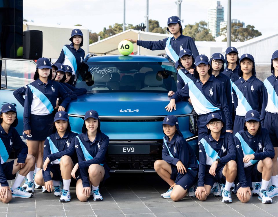 Equipe de pegadores de bola no Australian Open 2024