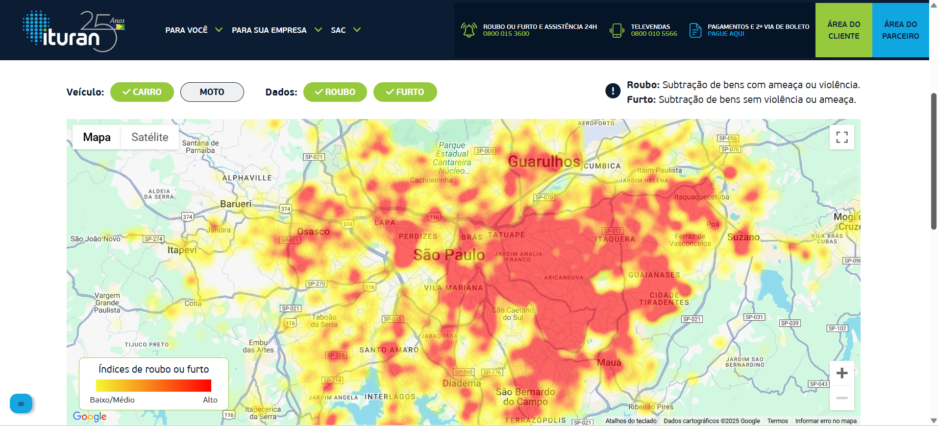 Ituran oferece Mapa de Calor de roubos e furtos
