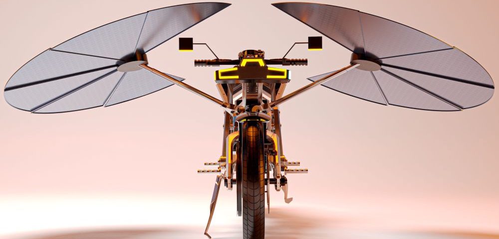 Arquitetos criam moto solar com placas retráteis