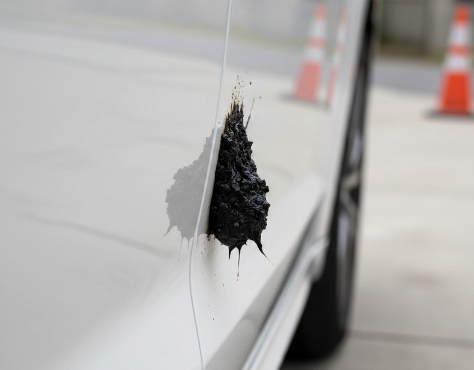 Remoção inadequada de piche e cola pode danificar pintura