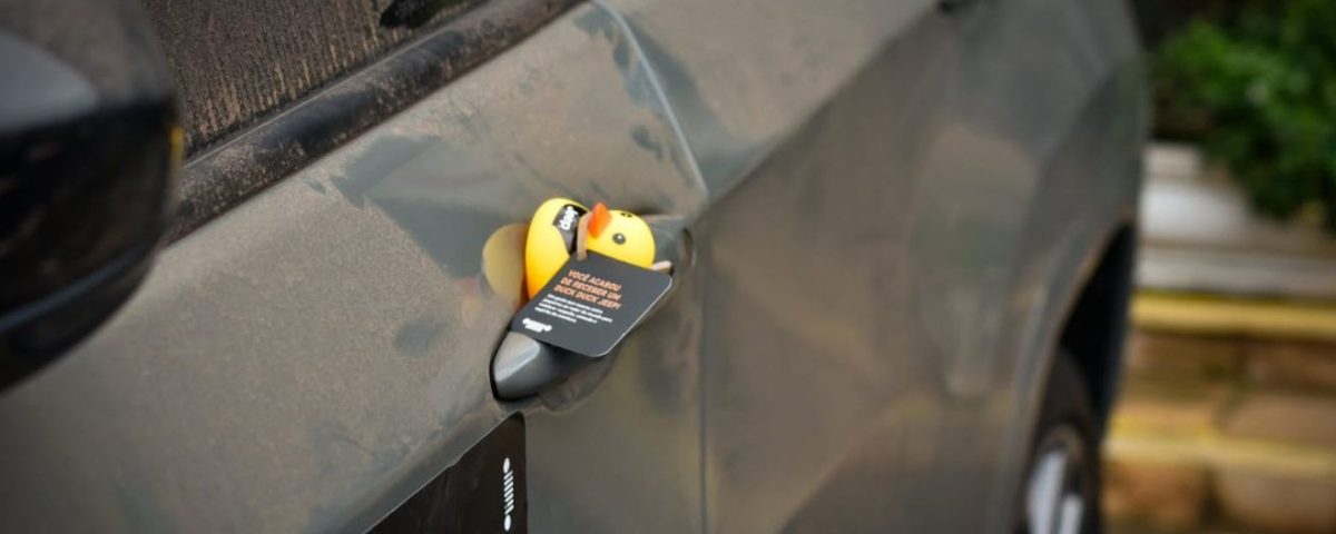 Patinhos passam good vibes aos donos de Jeep